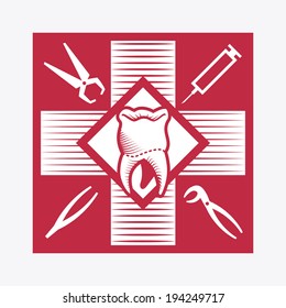Dental design over red background, vector illustration