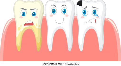 Enfermedad dental y dental diferente en la ilustración de fondo blanco
