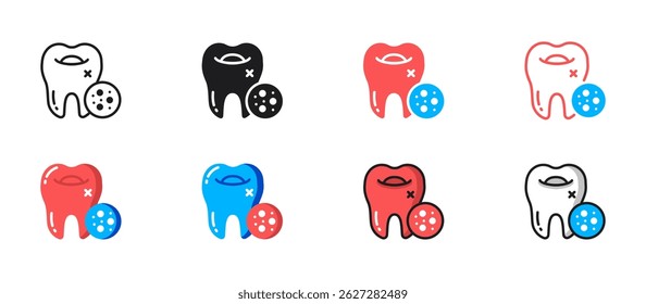 Dental disease icon showing infected tooth and gums, ideal for dental care, toothache, oral health, cavities, dentistry, and medical illustration themes.