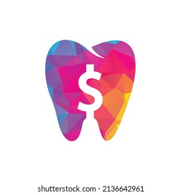 Vector del logotipo del dólar dental. Icono vectorial de monedas en dólares y dientes. Símbolo de ahorro dental, ilustración del logo.