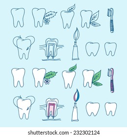 Dental doodle set. Vector illustration