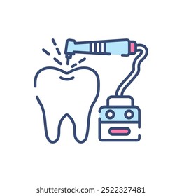 Ícone de cor de preenchimento de broca dentária, ilustração de vetor