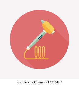 Dental drill flat icon with long shadow