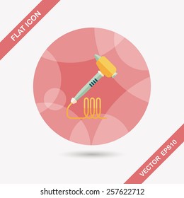 Dental drill flat icon with long shadow