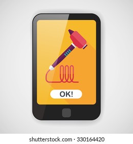 Dental drill flat icon with long shadow