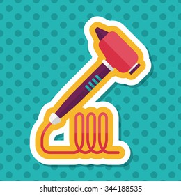 Dental drill flat icon with long shadow