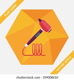 Dental drill flat icon with long shadow