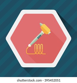 Dental drill flat icon with long shadow