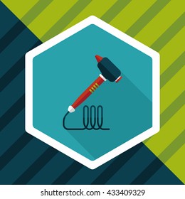 Dental drill flat icon with long shadow