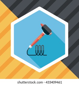 Dental drill flat icon with long shadow