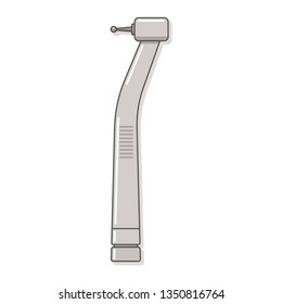Dental drill with handpiece vector flat illustration of medical tool isolated on white background.