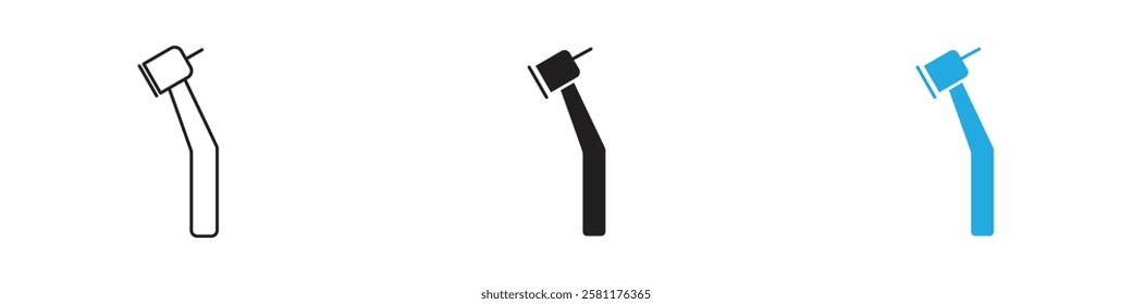 Dental drill icon black white vector outline