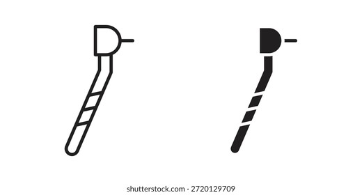 Ilustración de icono de taladro dental, Vector de línea delgada, signo de Diseño web,