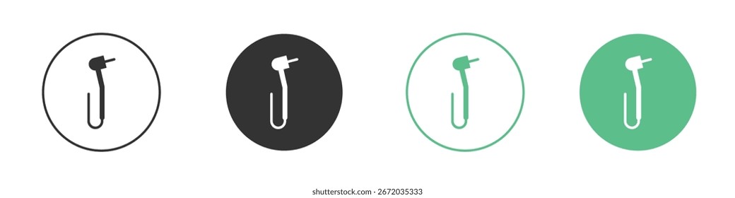 Dentalbohrer-Symbol Minimal Flat Line Vector Icon Set.