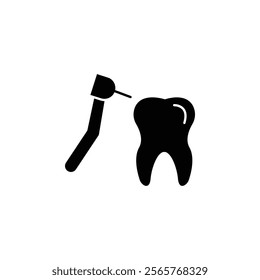 Dental drill icon Vector flat thin line illustration