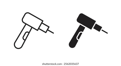 Dental drill icons in flat and line style set.