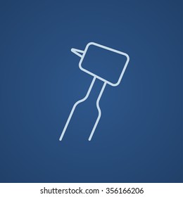 Dental drill line icon for web, mobile and infographics. Vector light blue icon isolated on blue background.