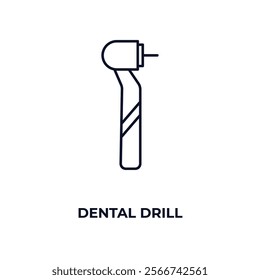 dental drill outline icon. Linear vector from health and medical concept. Thin line dental drill icon isolated on white background