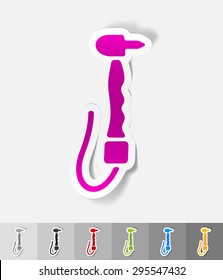dental drill paper sticker with shadow. Vector illustration