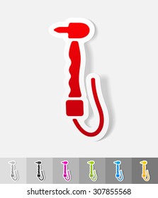 dental drill paper sticker with shadow. Vector illustration