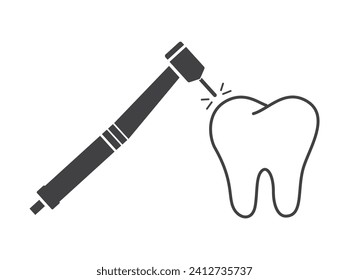 dental drill with tooth medical icon icolated on white background
