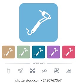 Dental drill white flat icons on color rounded square backgrounds. 6 bonus icons included