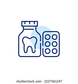 Dental drugs in pills and liquid form. Pixel perfect, editable stroke art