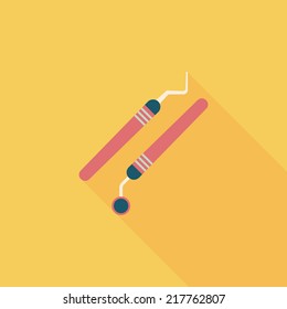 dental equipment flat icon with long shadow
