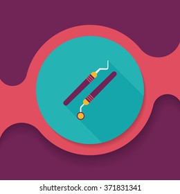 dental equipment flat icon with long shadow