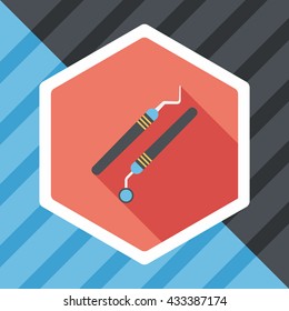 dental equipment flat icon with long shadow