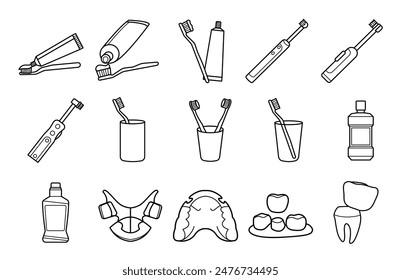 Dental Equipment Outline Illustration Vector Set