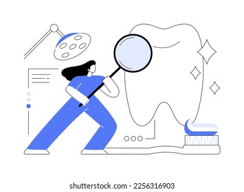 Dental examination abstract concept vector illustration. Dental care service, teeth examination, clinical procedure, visit a dentist, periodontal exam, comprehensive oral test abstract metaphor.