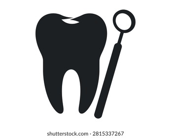 Dental examination illustration featuring tooth and mirror tool