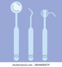 Dental Examination Tools Flat Illustration with Mirror Probe and Air Water Syringe