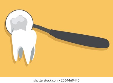 Dental examination of a tooth with a stone.The formation of tartar is a common