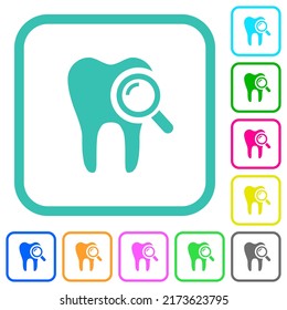 Dental examination vivid colored flat icons in curved borders on white background