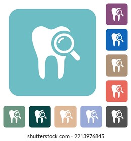 Dental examination white flat icons on color rounded square backgrounds