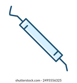 Dental explorer line icon vector isolated. Medical symbol of a dentist tool for teeth treatment. Professional equipment.