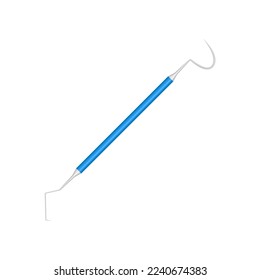 Dental explorer vector illustration. Cartoon drawing of dentist tool, teeth cleaning equipment isolated on white background. Oral or dental hygiene, medicine, care concept
