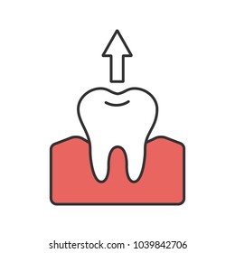 Dental extraction color icon. Tooth pulling. Isolated vector illustration