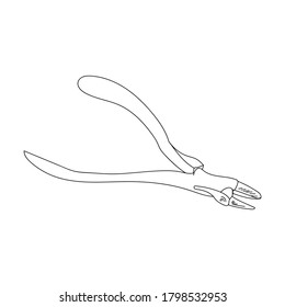 dental extraction forceps, dentist equipment for surgical procedures and emergency care, vector outline illustration for design