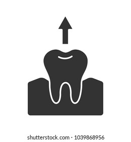 Dental extraction glyph icon. Tooth pulling. Silhouette symbol. Negative space. Vector isolated illustration