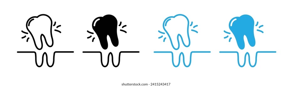 Dental Extraction Line Icon. Tooth Removal Procedure Icon in Black and White Color.