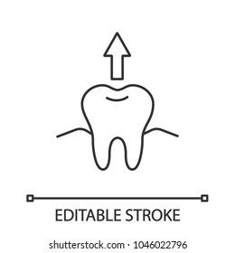 Dental extraction linear icon. Thin line illustration. Tooth pulling. Contour symbol. Vector isolated outline drawing. Editable stroke