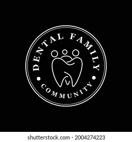 Dental family Community logo, line art style family dental clinic vector