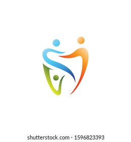 Dental family logo design template