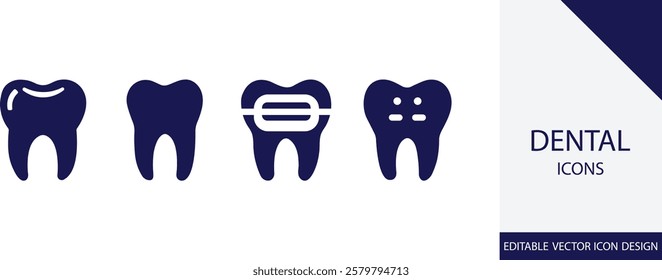 Dental filled icon collection set.