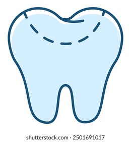 Dental filling icon vector isolated. Line symbol of a tooth treatment. Concept of oral hygiene and health care. Damaged enamel.