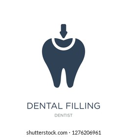 dental filling icon vector on white background, dental filling trendy filled icons from Dentist collection, dental filling vector illustration