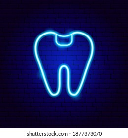 Dental Filling Neon Sign. Vector Illustration of Stomatology Promotion.